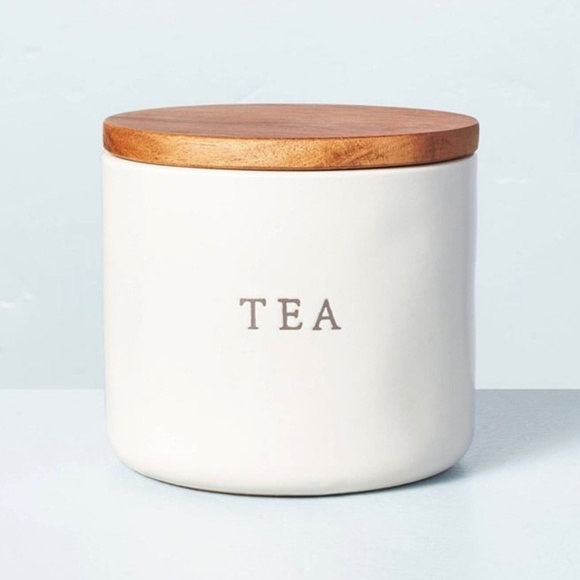 Hearth & Hand Magnolia 16oz Stoneware Tea Canister with Wood Lid Cream/Brown
